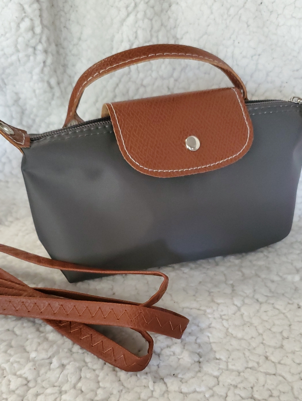Small Gray and Brown Crossbody Handbag